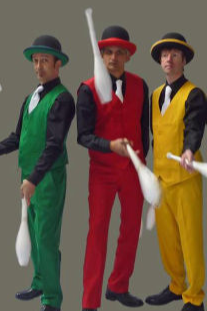Single colour themed costumed jugglers