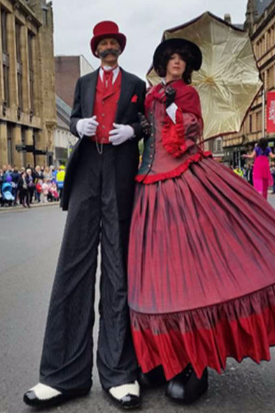 Victorian Lady and Gentleman Stilt Walkers